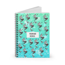 Load image into Gallery viewer, [&#39;Mermaid Memos&#39;]:  Turquoise Mermaid, Spiral Lined Notebook  | Ocean | Beach themed gifts |  Notebook gifts |  Mermaid gifts |
