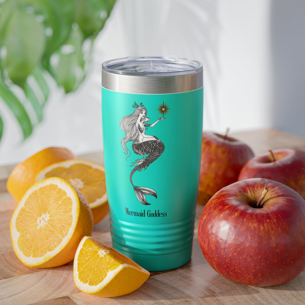 Mermaid Goddess Stainless Steel Ringneck Travel Tumbler, 20oz | Tumblers | Mermaid Gift | Ocean | Beach Gifts | Pack for the Beach |