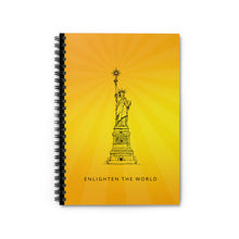Load image into Gallery viewer, Enlighten The World Notebook with Statue of Liberty illustration | Freedom |   Shine Your light |  Inspirational Notebook Gifts | Journals
