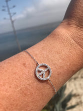 Load image into Gallery viewer, [Enlighten Me...Jewelry]: Peace Sign Bracelet (Sterling Silver, Rose Gold or Yellow gold plated)
