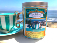 Load image into Gallery viewer, Enlighten Me...® Tea: PARADISE ISLAND (Fruity Black Tea) ...Gift Tin with inspirational secret scroll messages
