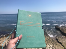 Load image into Gallery viewer, &#39;Moments of Enlightenment&#39;™ - Turquoise/ Teal Vegan Leather Journal Notebook (from Enlighten Me...® Books) + USB memory stick
