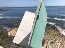 Load image into Gallery viewer, &#39;Enlighten Me...®&#39; Turquoise/ Teal Vegan leather Journal Notebook (+ USB memory stick)

