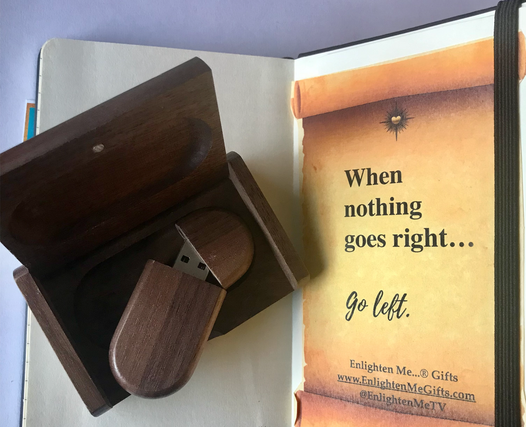 Small Lined Notebook + USB [32 GB] Wooden Flash Drive Memory Stick (with bonus videos)