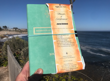 Load image into Gallery viewer, &#39;Moments of Enlightenment&#39;™ - Turquoise/ Teal Vegan Leather Journal Notebook (from Enlighten Me...® Books) + USB memory stick
