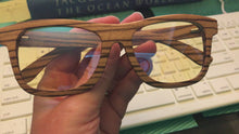 Load and play video in Gallery viewer, &#39;Enlighten Me...®Sunnies&#39;:  &#39;Night Shades&#39;  Eco Wood Blue-Blocking glasses.
